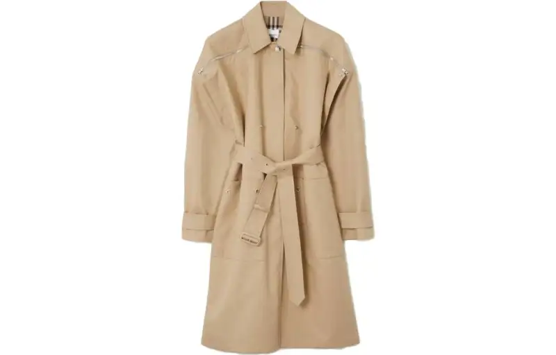 Burberry Coats Women's Khaki Lapel Moderate Straight Fit