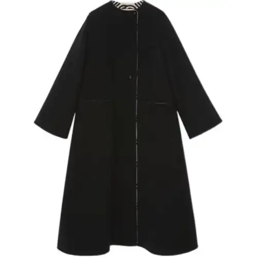 GUCCI Coats Women's Black Collarless Moderate Straight Fit