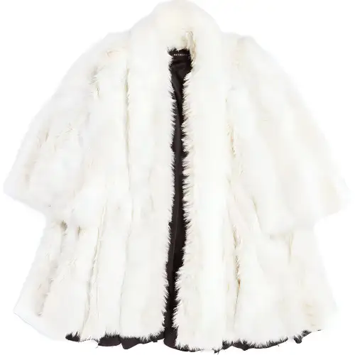 Balenciaga Coats Women's White Fur Collar Moderate Straight Fit