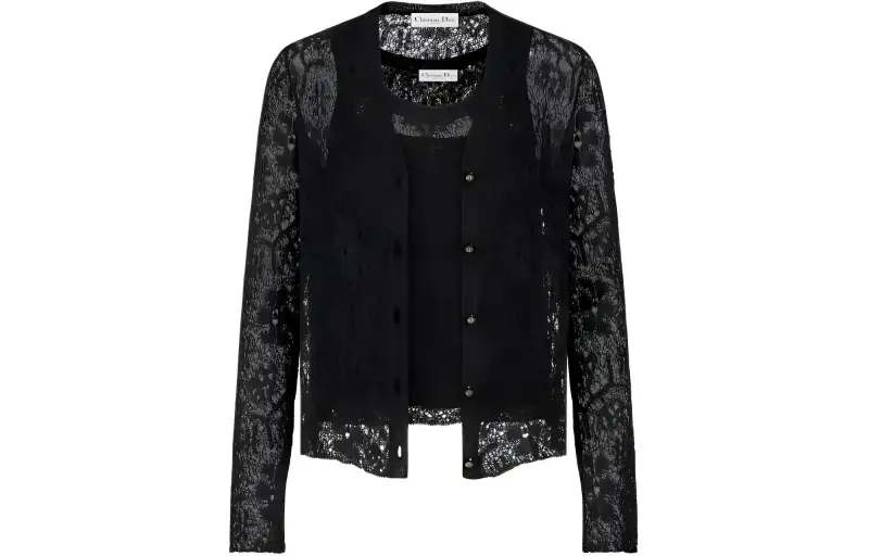 DIOR Knitwear Women's Black Crew Neck Moderate Two Piece Set