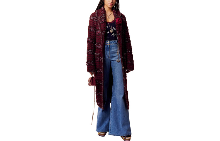 CHANEL 23 Fall Winter Coat Women's Brown Red