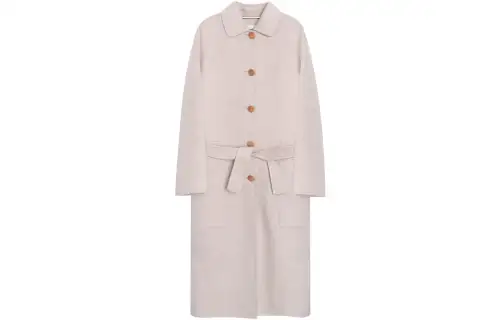 HERMES Coats Women's Umber Lapel Moderate Straight Fit