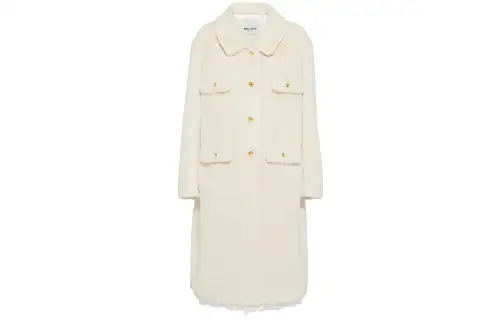 MIU MIU Coats Women's Beige Lapel Moderate Straight Fit