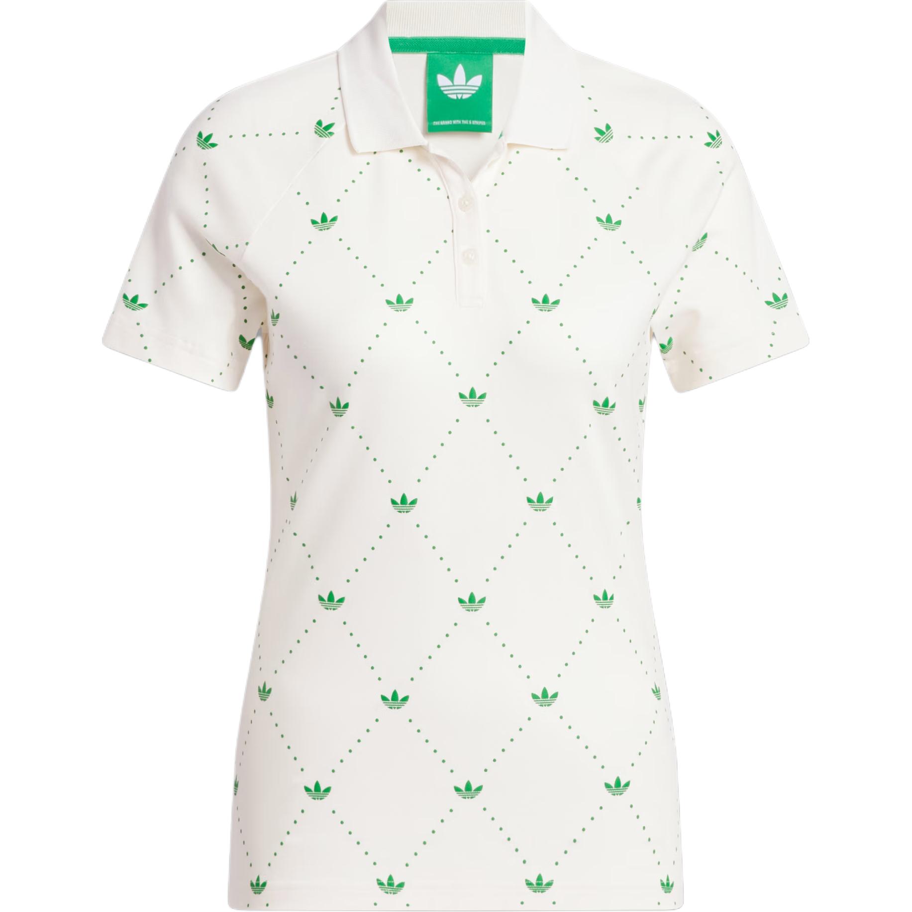 Женская футболка-поло adidas originals Trefoil (бело-зеленая)