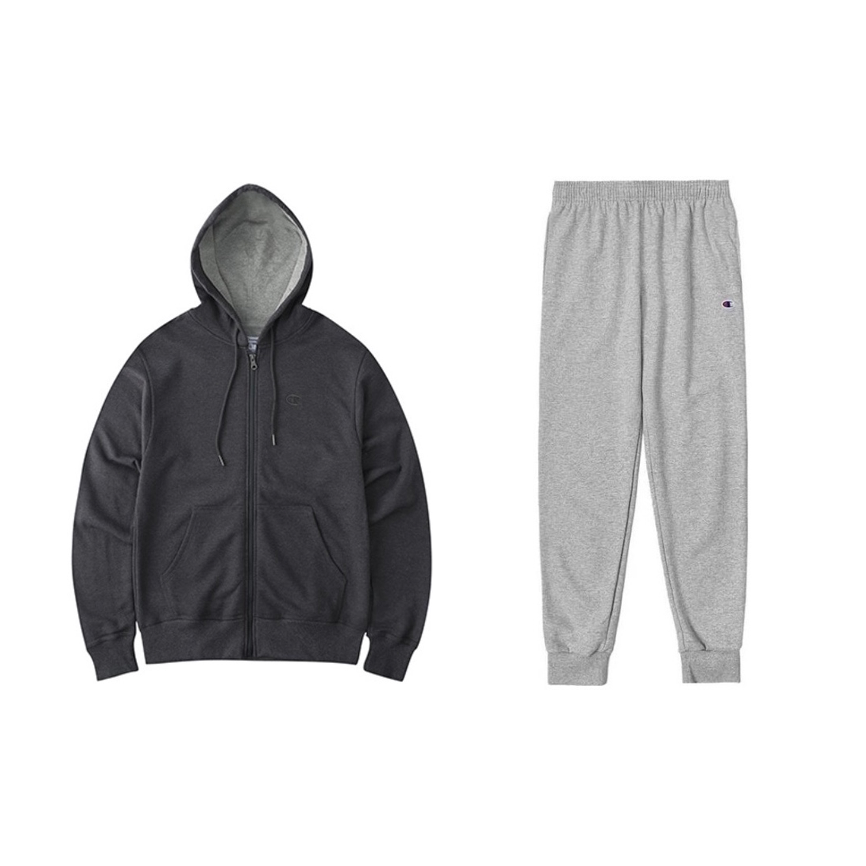 Champion Double Label Embroidery Zipper Hoodie Loose Fit Elastic Cuff Thickened Fleece Lined Sweatpants