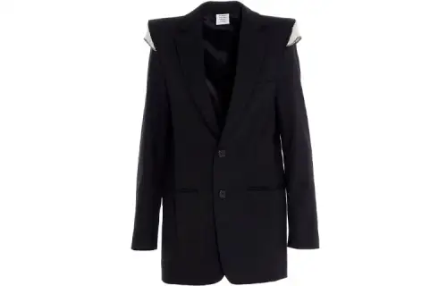 Vetements Business Suits Women's Black Suit Collar Moderate Straight Fit Pants