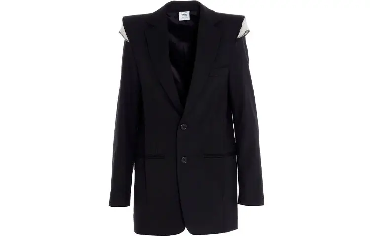 Vetements Business Suits Women's Black Suit Collar Moderate Straight Fit Pants