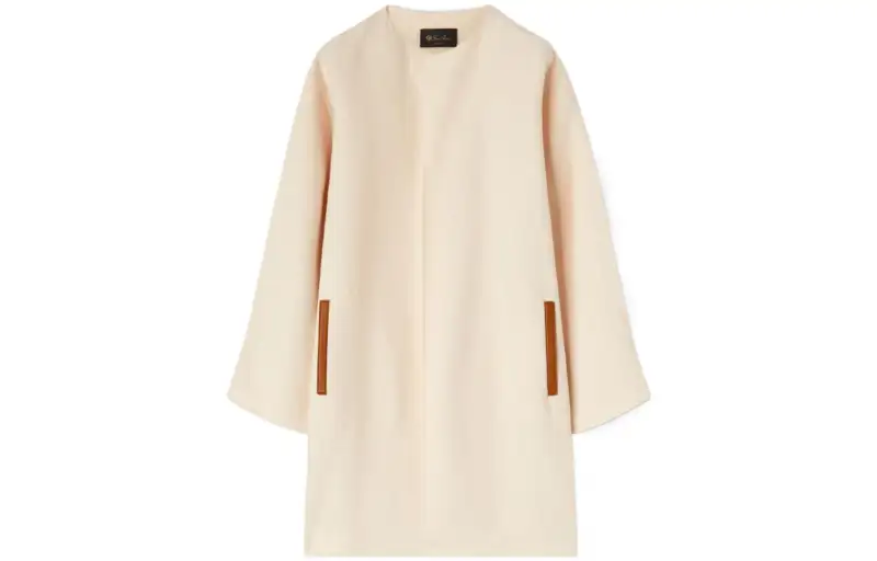 Loro Piana Coats Women's Beige Lapel Moderate Straight Fit
