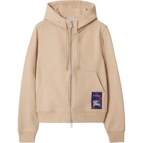 Burberry check-label cotton hoodie