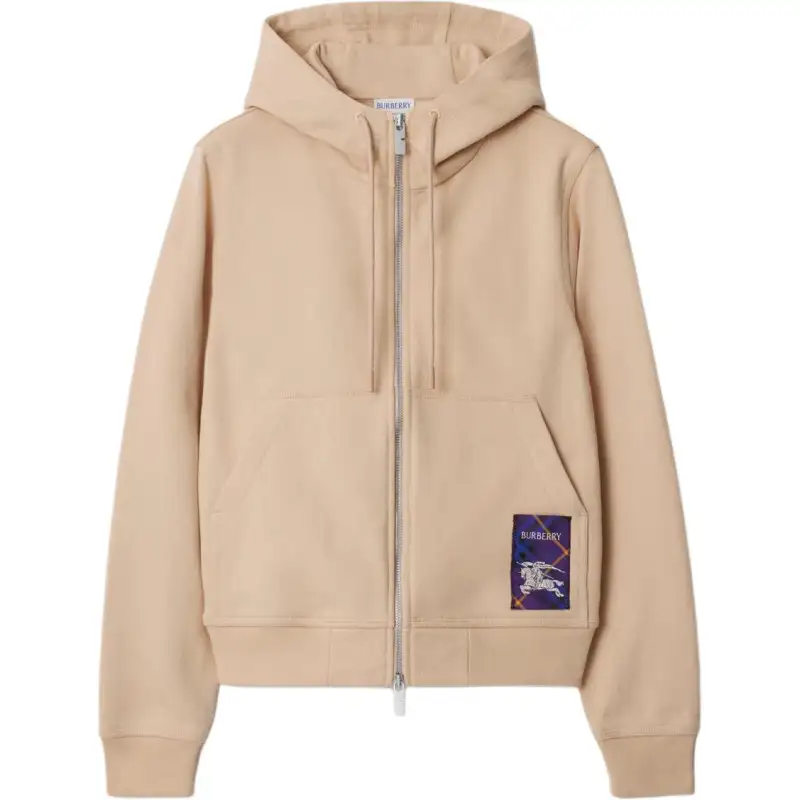 Burberry check-label cotton hoodie