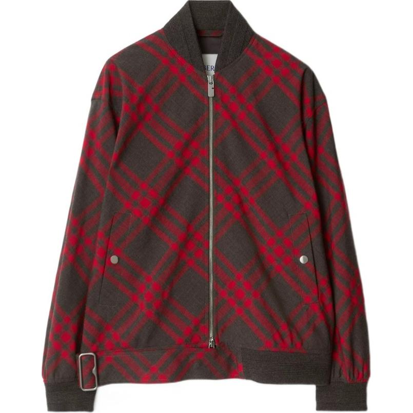 Burberry Checked Belted Waist Bomber Jacket