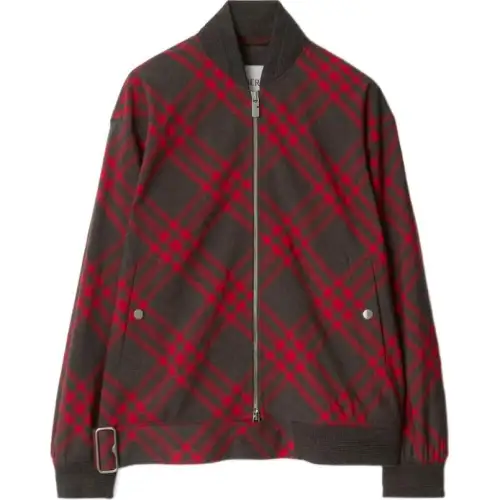 Burberry Checked Belted Waist Bomber Jacket