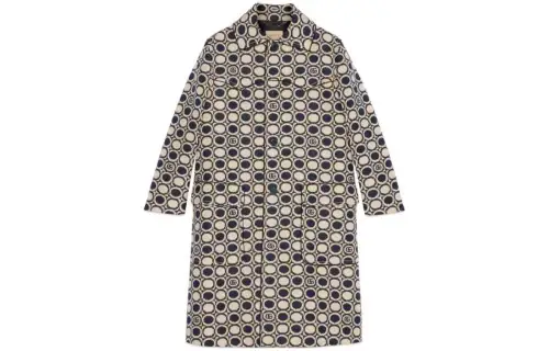 GUCCI Coats Women's Blue Square Collar Moderate Straight Fit