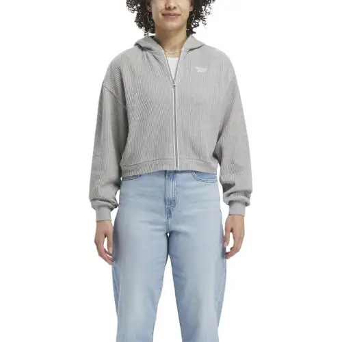 Reebok RIE Waffle Fullzip Sweatshirt Women's Medium Gray Heather