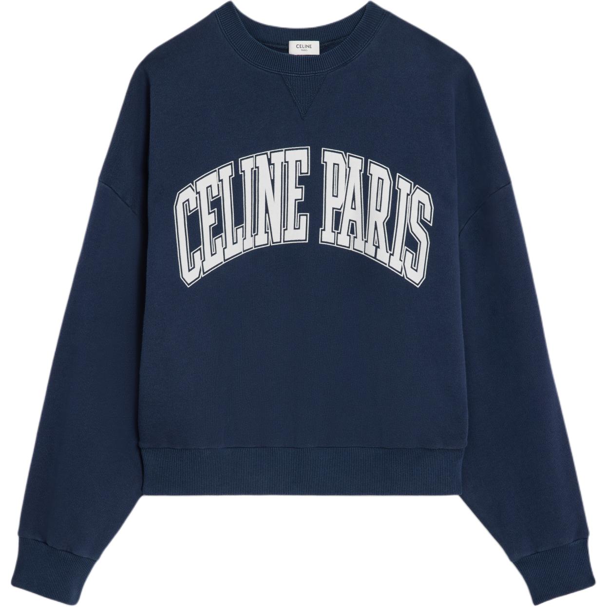 CELINE Celine, velvet navy long-sleeve, with your logo imprint, oversize