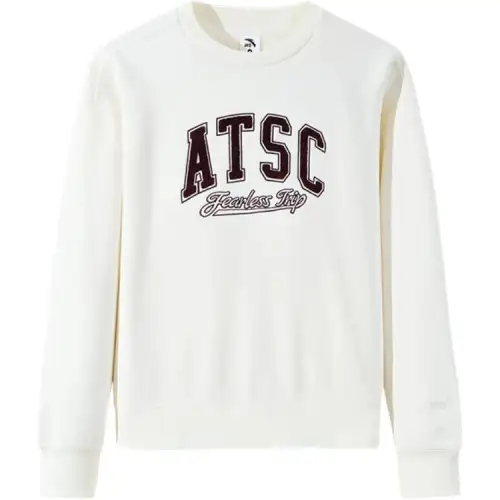 Anta Life Collection Comfortable Casual Minimalist Style Crew Neck Pullover Versatile Loose Fit Fleece Lined Sweatshirt