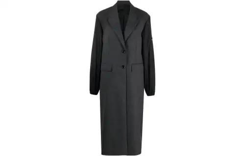 PRADA Coats Women's Black Lapel Moderate Straight Fit