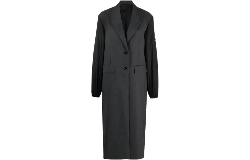 PRADA Coats Women's Black Lapel Moderate Straight Fit