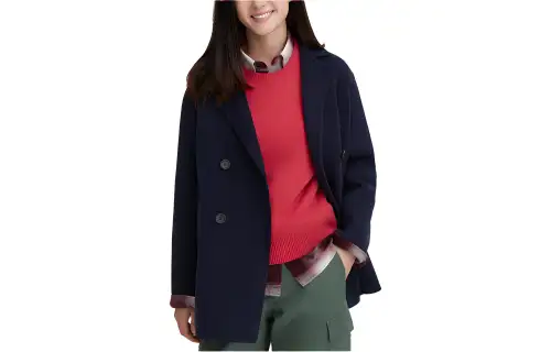 UNIQLO Coats Women's Navy Blue Suit Collar Moderate