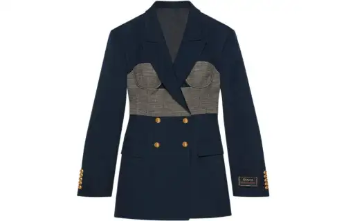 GUCCI Double Breasted Corset Blazer Navy