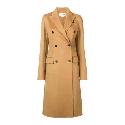 LOEWE Coats Women's Camel Lapel Moderate Straight Fit