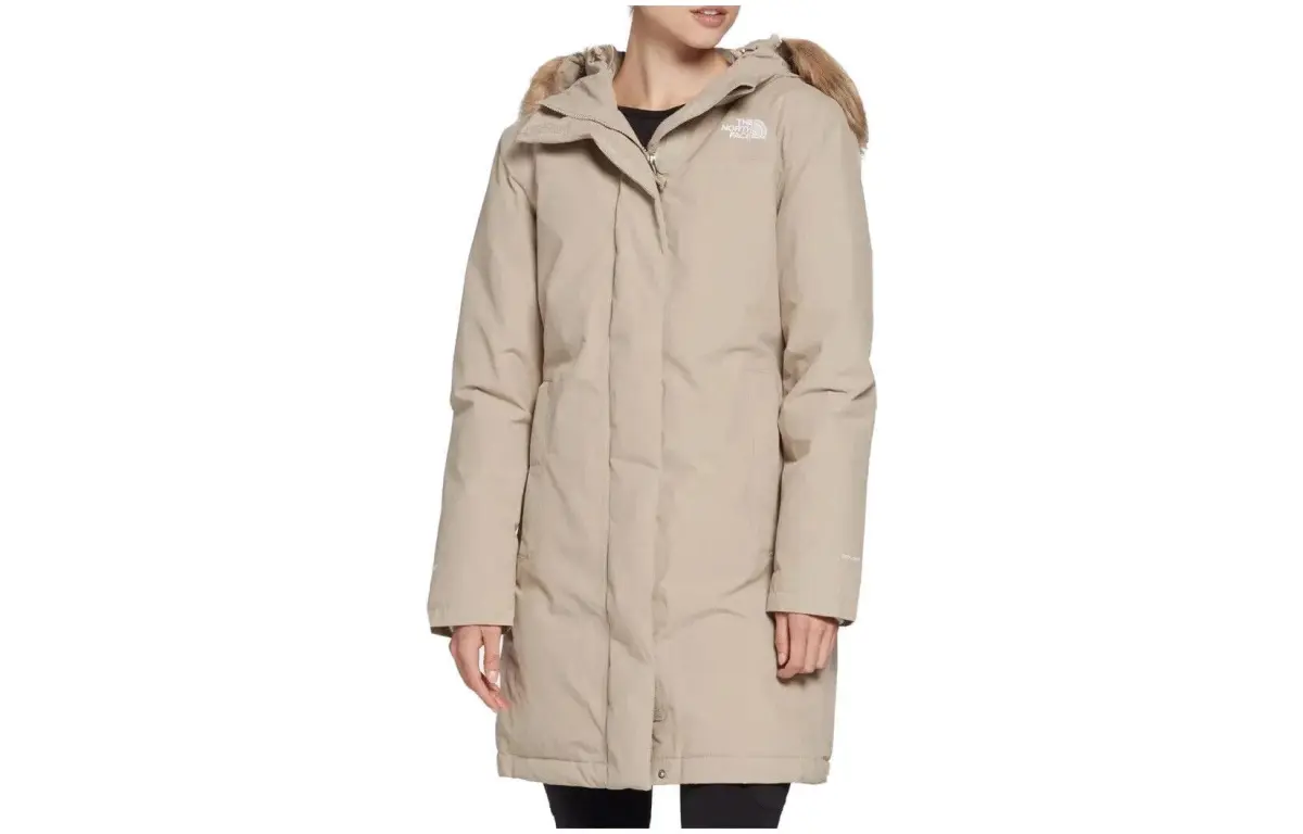 THE NORTH FACE Coats Women's Beige Hooded Moderate Straight Fit