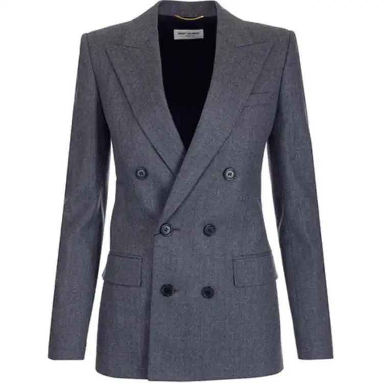 SAINT LAURENT Business Suits Women's Gray Suit Collar Moderate