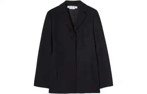 OFF WHITE Business Suits Women's Black Suit Collar Moderate Straight Fit