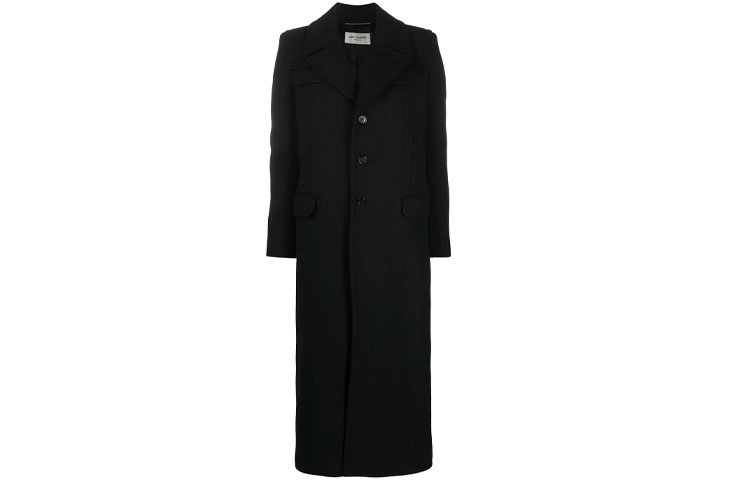 SAINT LAURENT Coats Women's Black Suit Collar Moderate Straight Fit