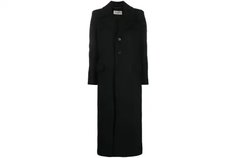 SAINT LAURENT Coats Women's Black Suit Collar Moderate Straight Fit