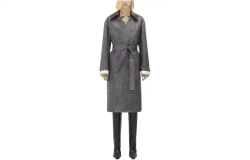 Bottega Veneta Coats Women's Gray Lapel Moderate Straight Fit