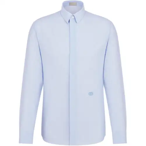 DIOR Shirts Men's Blue Pointed Collar Moderate