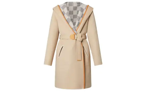 LOUIS VUITTON Reversible Damier Azur Hooded Wrap Coat