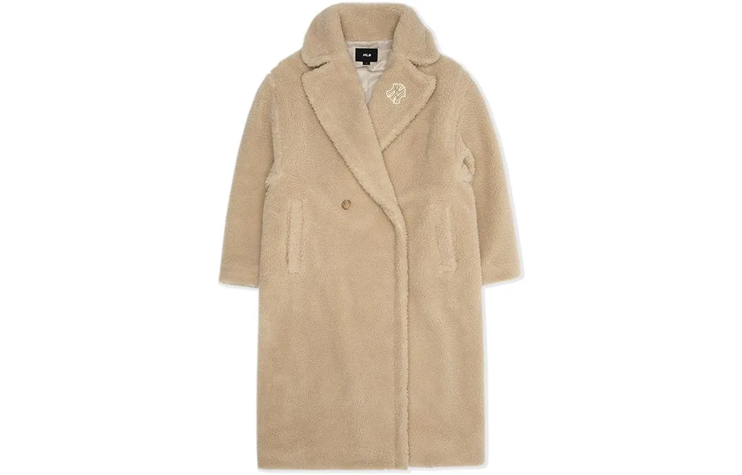 MLB New York Yankees Coats Women's Beige Yellow Lapel Moderate
