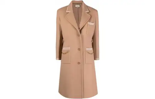 GUCCI Coats Women's Khaki Lapel Moderate Straight Fit