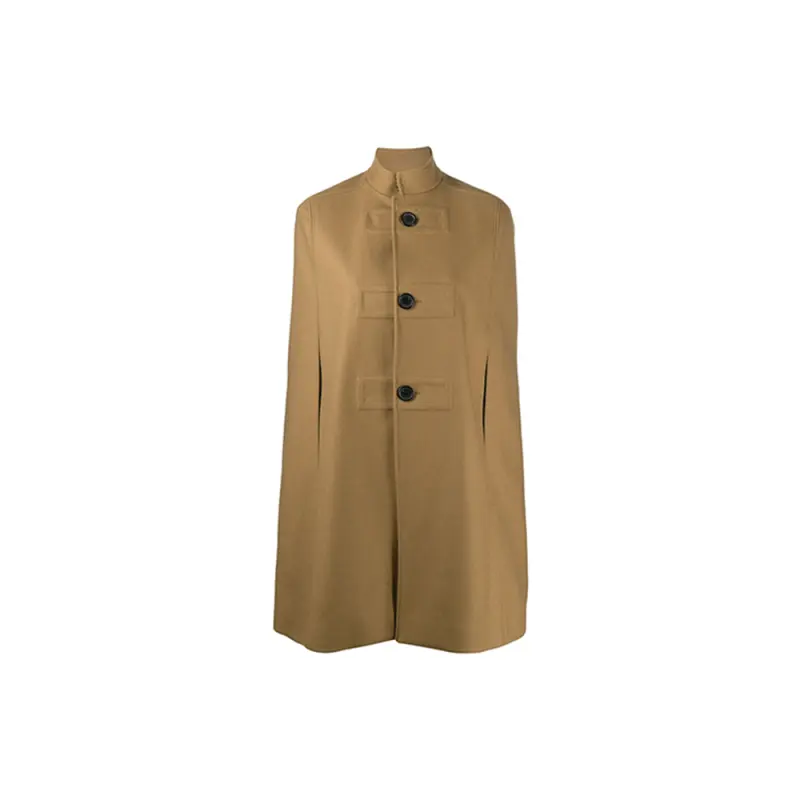 SAINT LAURENT Coats Women's Brown Stand Collar Moderate