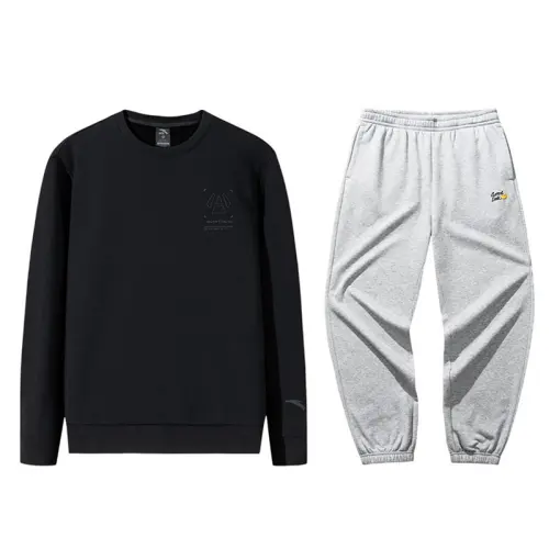 ANTA Casual Sportswear Men's Crew Neck Thickened And Fleece Lined