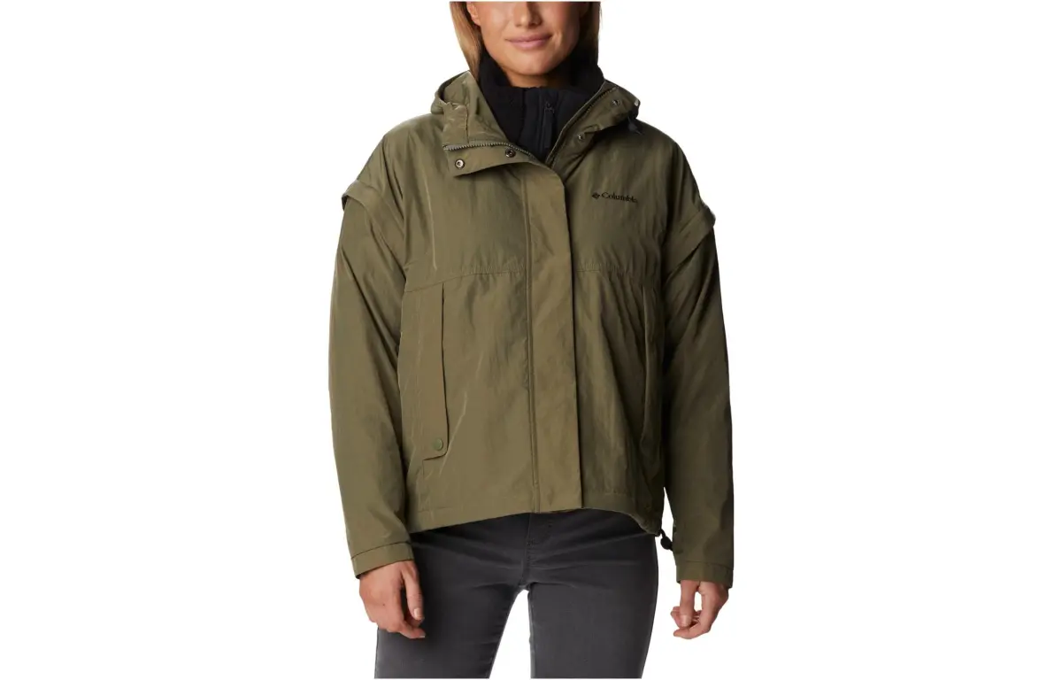 Columbia Jackets Women's Stone Green Hooded (Non-detachable) Moderate