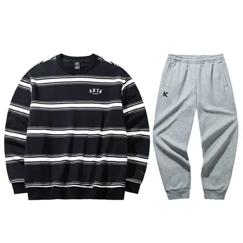 ANTA Casual Sportswear Men's Crew Neck Thickened And Fleece Lined