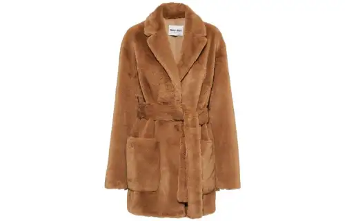 MIU MIU Coats Women's Brown Lapel Moderate Straight Fit