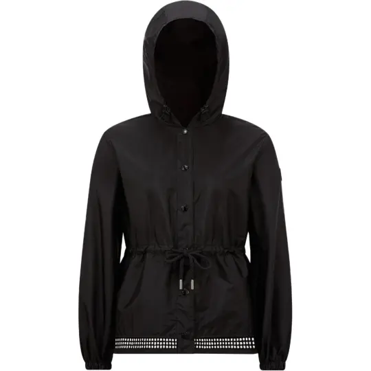Moncler Moncler сплошной цвет простой дизайн вышивки куртка с капюшоном женская черная