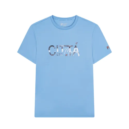 FILA T Shirts Men's Denim Blue LB Crew Neck Moderate Straight Fit