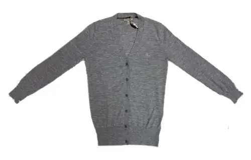 Burberry Knitwear Women's Gray V Neck Moderate Cardigan