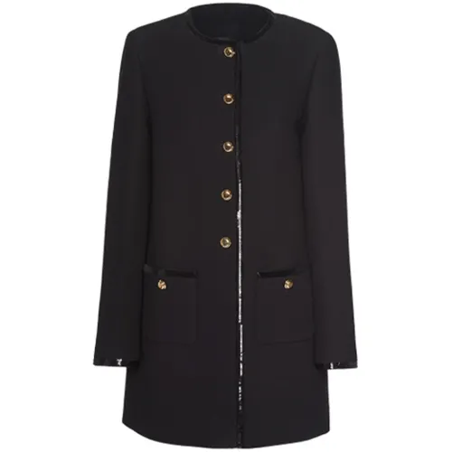 MIU MIU Coats Women's Black Collarless Moderate