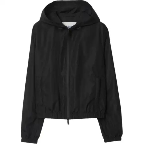 Burberry Logo Printed Zip-Up Hooded Jacket