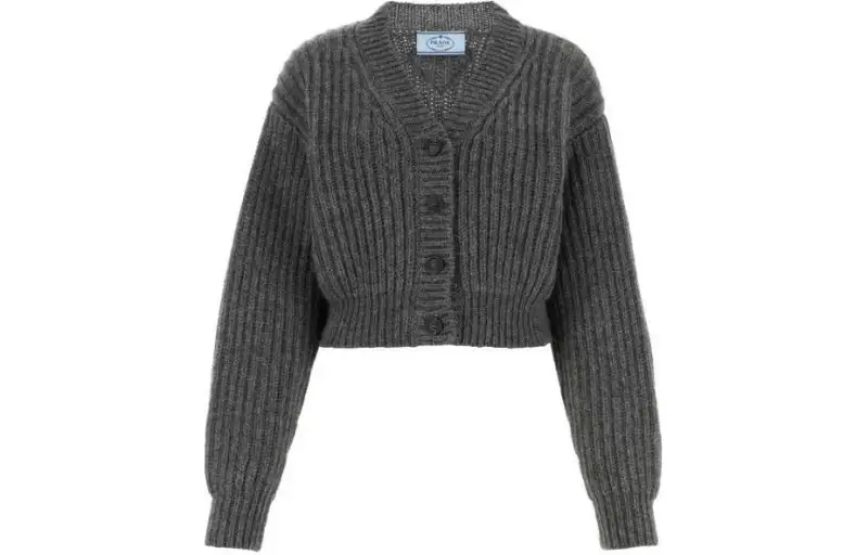PRADA Knitwear Women's Gray V Neck Moderate Other