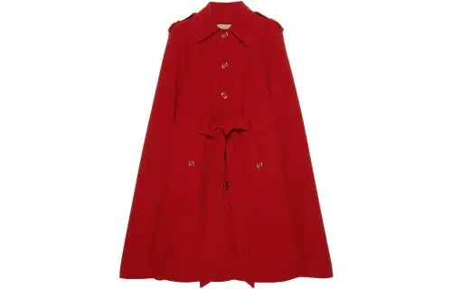 GUCCI Coats Women's Red Lapel Moderate Straight Fit