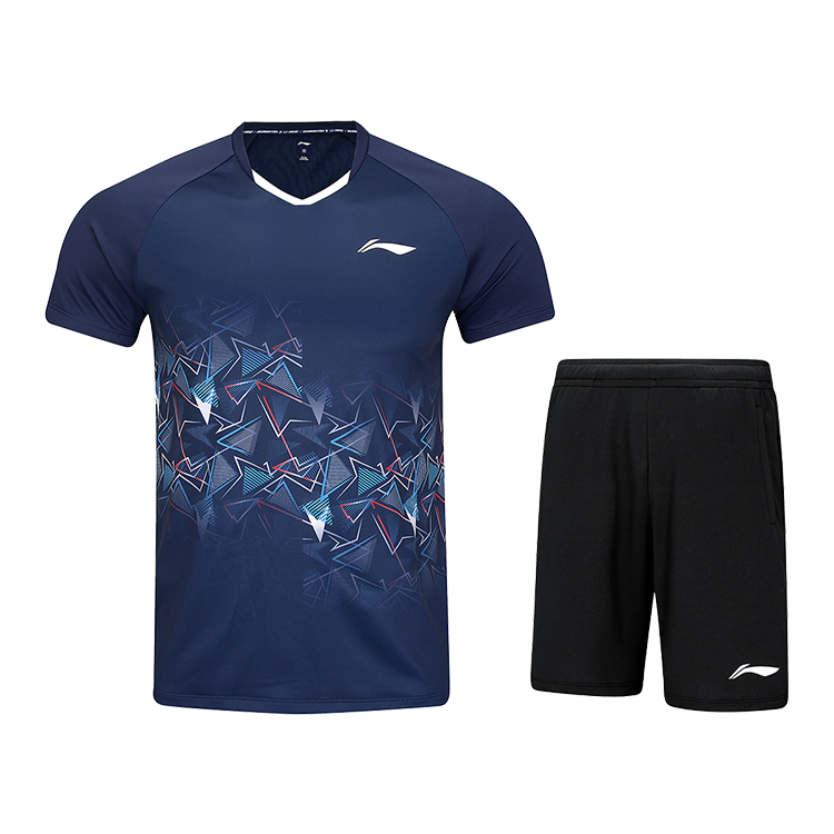 Li Ning Badminton Collection Badminton Jersey Set Unisex Dark Ship Blue