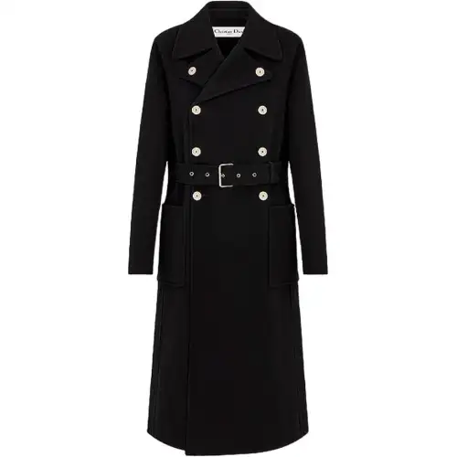 DIOR Coats Women's Black Suit Collar Moderate Straight Fit
