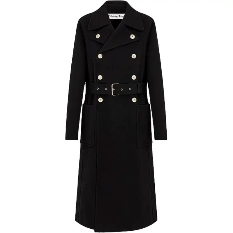DIOR Coats Women's Black Suit Collar Moderate Straight Fit